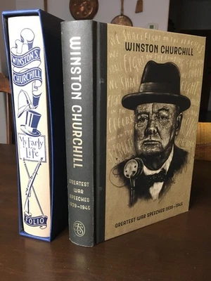 FOLIO SOCIETY - My Early Life + Greatest War Speeches Winston S. Churchill - VG - Image 1 of 4