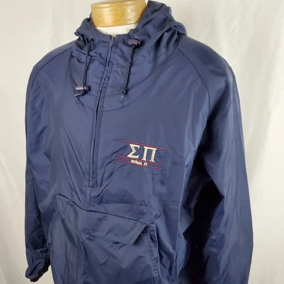 Sigma Chi Charles River Windbreaker Jacket Mens XL Nylon 1/2 Zip Pullover Hooded - Image 1 of 4