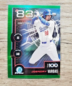 Joendry Vargas 2025 Bowman Scouts Top 100 Chrome Green Dodgers /99 - Picture 1 of 2