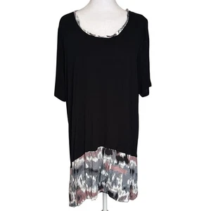 LOGO by Lori Goldstein Damen Top Strick Batik Borte Schwarz U-Ausschnitt Gr. 2XL - Bild 1 von 12