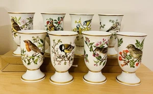 Vintage Porzellan Fanklin de Paris Oiseaux Chanteur de L Europa Vogel Kelche x 8 - Bild 1 von 7