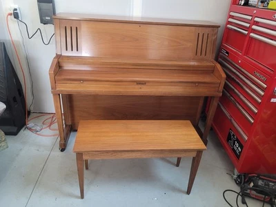 Brown Kimball Piano Standard Model Used Piano With Bench - Image 1 of 4