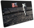 NASA Apollo USA Flag Astronaut Moon Space SINGLE TOILE murale ART Photo Print