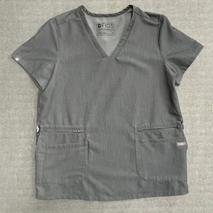 Figs Scrubs Top Womens Sz S Zipper Pockets V-Neck - Picture 1 of 10