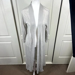 Cárdigan para mujer Blue Illusion grande gris manga larga ligero tejido informal - Imagen 1 de 6