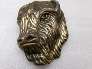 Vintage Buffalo Belt Buckle MBCD Bison Embossed Big Metal "Brass Bronze?" USA - Picture 1 of 13