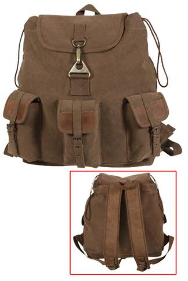 Rothco винтажный холст Странник рюкзак с кожаными акцентами - Изображение 1 из 1