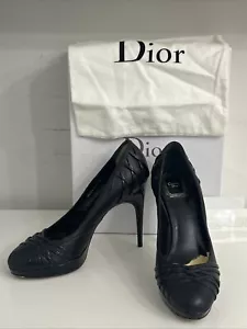 Christian Dior Karenine Black & Patent Leather Platform Pumps Heels Size 38 / 8 - Picture 1 of 11