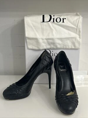 Christian Dior Karenine Black & Patent Leather Platform Pumps Heels Size 38 / 8 - Image 1 of 4