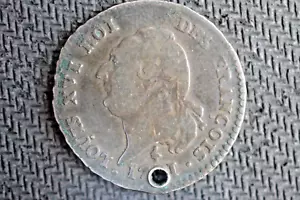 HOLED FINE 1791 FRANCE 15 SOL SILVER COIN - LOUIS XVI - Picture 1 of 4