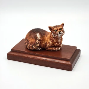 Simpich Tabby Katze orange braun Weihnachten Figur Puppe Dickens 1990 Holzsockel - Bild 1 von 18