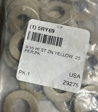 25ct) Gibralter Z9275, Thick Washer Size 9/16 in, Yellow Zinc, 0.594”id, Gr.8
