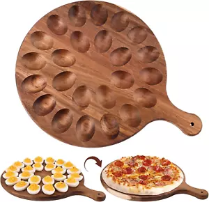 Wooden Deviled Egg Platter, 24 Holes round Egg Holder for Kitchen Countertops - Picture 1 of 12