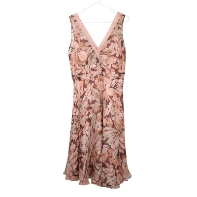 Vestido midi floral Dressbarn para mujer 12 vintage seda años 90 Y2K fluido femenino rosa Foto 1 de 4