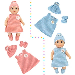 COSDOLL Girl Doll Clothes-2Set Cute Outfits W/Hat for 12-16" Reborn Baby Newborn - Picture 1 of 13