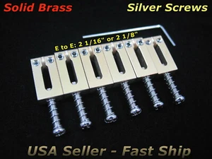 Solid Brass Bridge Saddles For Fender Stratocaster Telecaster 2 1/16" or 2 1/8" - Picture 1 of 4