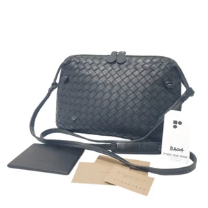 BOTTEGA VENETA Intrecciato Nodini Pochette Bag Shoulder Black Diagonal BVA004 - Picture 1 of 12