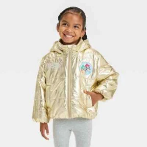 3T Bluey Girl's Toddlers Gold Puffer Coat - Picture 1 of 2