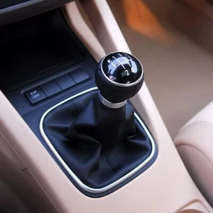 Black 5 Speed Gear Shift Knob Leather Boot Fit For VW Jetta Golf Jetta MK5 MK6 - Picture 1 of 13