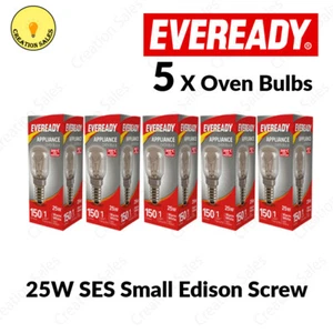 5 X Oven Bulb 300°C Cooker Appliance Rated Lamp Light 25W 240V SES E14 Eveready - Picture 1 of 2