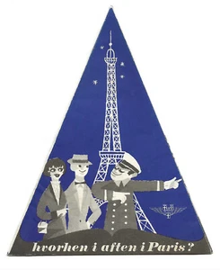 c. 1954 Scandinavian Airlines Triángulo Folleto-Copenhague Dinamarca a París - Imagen 1 de 10