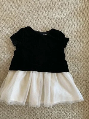BABY GAP - Vestido de Invierno Marfil con Manchas Doradas y Terciopelo Negro, 2T Foto 1 de 4