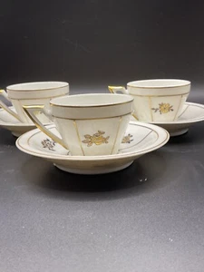 3 Vista Alegra VA Vintage Small Cup And Saucer Sets Floral Gold Decoration Trim - Picture 1 of 8