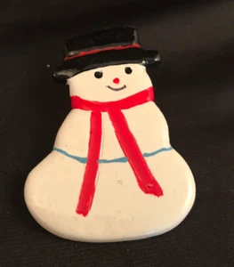 Weihnachten Schneemann Brosche Anstecknadel Vintage - Bild 1 von 3