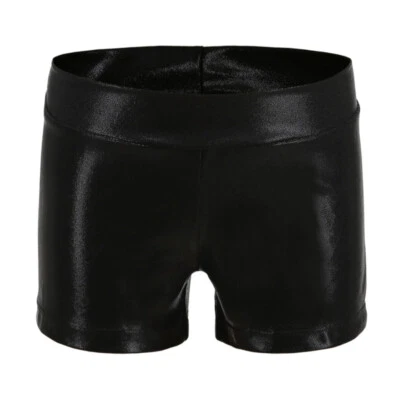 Niñas Lo último Pantalones Cortos Metálicos Brillantes Gimnasia Atléticos Modernos Baile Fiesta Pantalones Foto 1 de 4