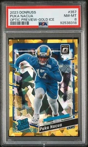 Puka Nacua 2023 Donruss Optic Preview Gold Ice /10 #357 PSA 8 Rookie - Bild 1 von 2