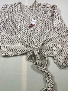BILLABONG Jules Printed Linen Long Sleeve Wrap top - Picture 1 of 7
