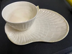 Belleek Porzellan Limpet Teetassen und Snackteller 4er Set - Bild 1 von 7