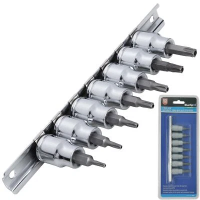 BlueSpot 7pc Male Torx Bit Star Security Tamperproof Socket Set T10 -T40 3/8" - Image 1 of 4