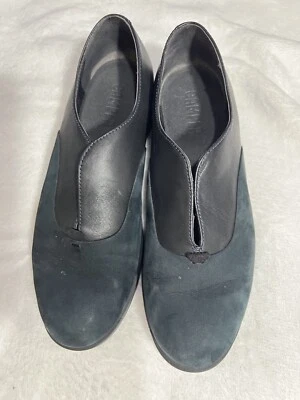 海军蓝和黑色露营皮革和麂皮绒懒人鞋乐福鞋 37 码 — 第 1/4 张图片