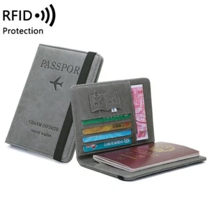 RFID anti-theft brush passport bag PU leather cover multifunctional passport cli - Picture 1 of 5
