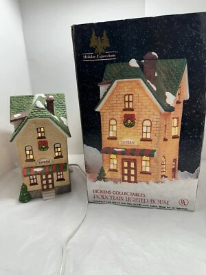 DickensCollectablesPorcelainLightedHouseTavernWCord&BulbOriginalBox - Image 1 of 4