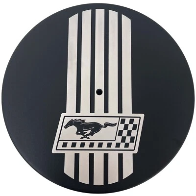 福特野马小马 14 英寸黑色圆形空气净化器套件 - 雕刻标志 - 美国安森 — 第 1/4 张图片