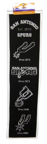 San Antonio Spurs 8x32 Embroidered Genuine Wool NBA Heritage Banner Pennant Cover