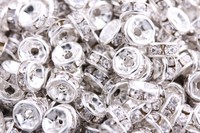 100 Pcs 8mm Silver Color Crystal Spacers Rondelle Beads Jewelry Findings Charms