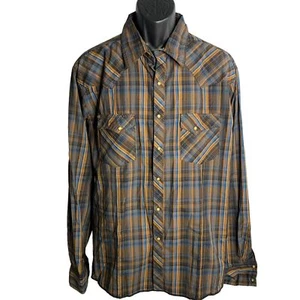 Wrangler Western Pearl Snap Hemd XL braun kariert Brusttaschen Sägezahnpasse - Bild 1 von 6