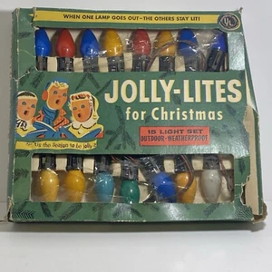 VTG Jolly-Lites Christmas String Lights 15 Light Set #415 Large Original Box - Picture 1 of 12