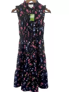 Vestido Kate Spade para mujer X-Small negro sin mangas cintura ahumada salvajes prado - Imagen 1 de 14