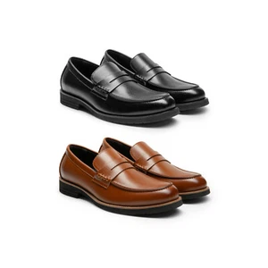 Mens Dress Shoes Slip On PU Penny Loafers Business Shoes Classic Formal Shoes - Picture 1 of 33