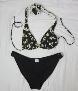 wild fable Shade & Shore 2 Piece Bikini Reversible Daisy Dot Black Med Large NWT - Picture 1 of 16