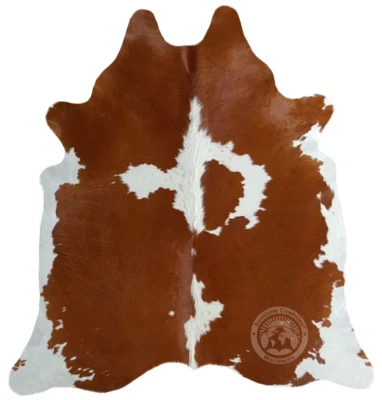 真牛皮地毯棕色和白色 - 尺寸 6x6-7' — 第 1/4 张图片