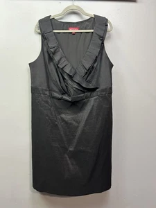 Merona Dress Womens 22W Black Sleeveless Ruffle Neck Formal Lined Polyester Plus - Picture 1 of 9