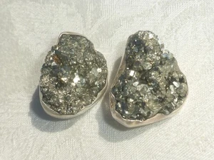 FANTASTIC REBECCA COLLINS STERLING SILVER HEMATITE CLIP ON EARRINGS LARGE - Picture 1 of 5
