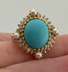 Ross Simons Ring Türkis Sterlingsilber goldfarben Größe 10 - Bild 1 von 15