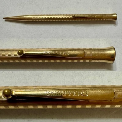 Vintage Sheaffer Machine Patterned Gold Filled Mechanical Pencil Works - 5 1/8” - Image 1 of 4