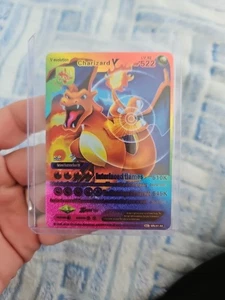 Charizard V Rainbow Foil Art Vinyl Textured Vinyl Collector Pokemon Interlaced  - Bild 1 von 2